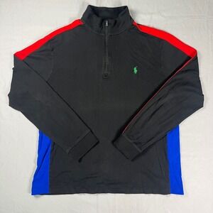 Polo Ralph Lauren Mens Pima Soft Touch Quarter Zip Pullover Colorblock Black L